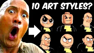 Drawing THE ROCK in 10 Different ART STYLES!
