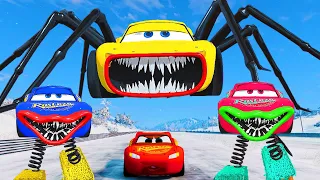 Live Epic Escape From Lightning McQueen Eater Monsters | McQueen VS Lightning McQueen | BeamNGDrive4