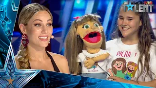 The ventriloquist girl and her peculiar friend PILI PILONCHA | Auditions 1 | Spain's Got Talent 2021