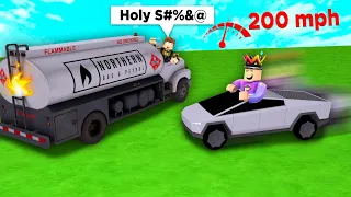 I crashed the fastest car into a GAS tanker in Roblox