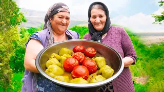 Grandmothers, Cooked Three-Sisters Dolma On The Saj | Azerbaijani Cuisine | ASMR Video