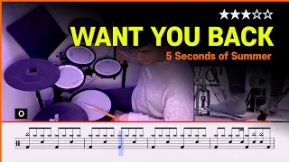 [Lv.12] Want You Back - 5 Seconds of Summer (★★★☆☆) Pop Drum Cover with Sheet Music