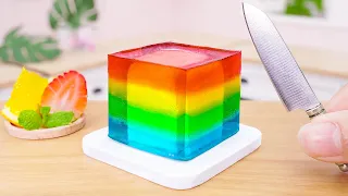 Rainbow Jello 🌈 Amazing Rainbow Fruit Jelly Cake Decorating - ASMR Mini Cakes | Mini Bakery