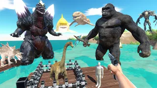 FPS Avatar Rescues Brachiosaurus & Hunting King Kong,Godzilla,Bloop - Animal Revolt Battle Simulator