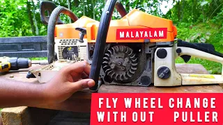 How to remove chainsaw flywheel | with out puller -stihl huscuvarna, echo, poulan, Chinese chainsaws