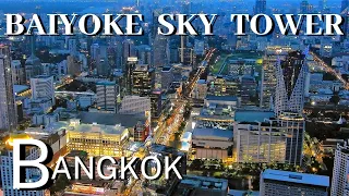 Visiting Baiyoke Sky Tower Tallest Building in Thailand, Spectacular View of Bangkok at Night in 4K