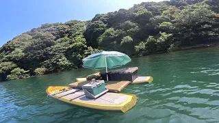 I set up a bed on the lake and tried fishing!