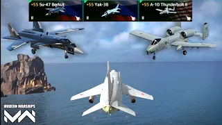 Yak-38 vs SU-47 Berkut vs A-10 Thunderbolt || Total Damage Test Alpha Test - Modern Warships
