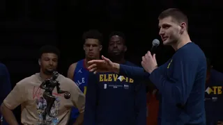 Nikola Jokic receives the MVP trophy  gives Thanks Denver short simple speech&  Crowd Chants MVP