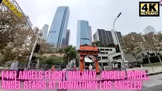 [4K] Angels Flight Railway Angels Knoll Angels Stairs Downtown Los Angeles Walk Tour Binaural Sounds