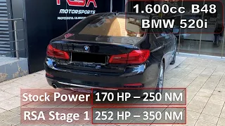 BMW G30 520i B48 | RSA Stage 1 vs Stock | Acceleration | 0 - 100 km/h 100 - 200 km/h |170hp to 252hp