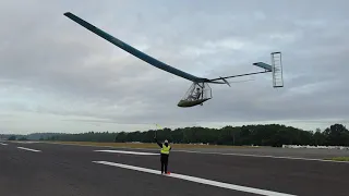 Kit Buchanan Human powered aircraft record triangle flight Icarus Cup Lasham 2019