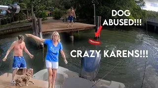 Crazy Karen ATTACKS Us While Fishing With A DOG!