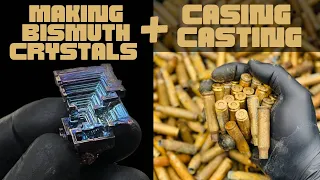 Bismuth Crystals And Bullet Casings Casting - ASMR Metal Melting - Trash To Treasure - BigStackD