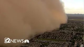 Sky 12 captures massive wall of dust southeast of Phoenix