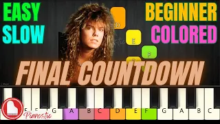 Europe - The Final Countdown 🚀 EASY (White Keys) COLORED Piano Tutorial For BEGINNER