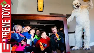 Ninja Kids Help Ethan and Cole Defeat the Wampa Snow Beast with Nerf Rival!