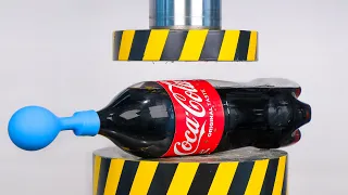 Aplastando Cosas Crujientes y Suaves! Coca Cola con Globo VS Prensa Hidraulica