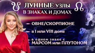 Лунные Узлы (☋ и ☊) в Овне/Скорпионе, в 1 или 8 доме, в одном знаке с Марсом или Плутоном