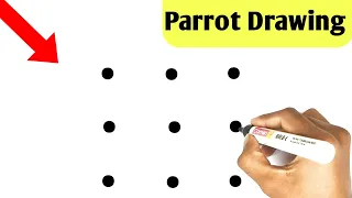 Parrot drawing from 9 dots | How to draw parrot for beginners in dots | Bird drawing  | Dots Drawing