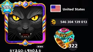 Level 999 has 322 Berlin Rings 🙀 346 Billion Coins - 8 ball pool - ITz BILAL gaming