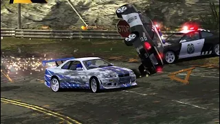 Nissan Skyline GTR R34 Brian Oconnor busted by 15 polices in nfs most wanted 2005