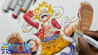 How to Draw Luffy Gear 5 Step by Step Tutorial! - One Piece