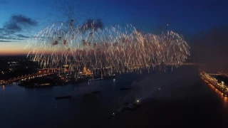 Салют Алые паруса 2017 с воздуха СПБ - Fireworks Scarlet sails 2017 in St. Petersburg