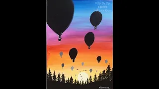 How To Paint Sunset Hot Air Balloon Skyline Step By Step