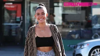 Madison Beer Shows Love To Paparazzi While Flashing Her Figure In A Sports Bra & Fendi Sweater