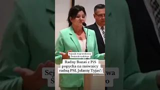 Radny Banaś z PiS popycha na mównicy radną PSL Jolantę Tyjas!