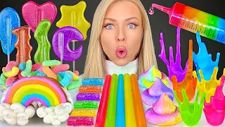 ASMR RAINBOW FOOD, SANDWICH COOKIES, ISOMALT LOLLIPOPS, WARHEADS SOUR CANDY, JELLY MUKBANG 먹방