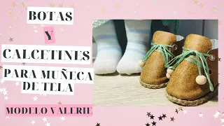 BOTAS Y CALCETINES PARA MUÑECA DE TELA, PATRÓN GRATIS, MODELO VALERIE