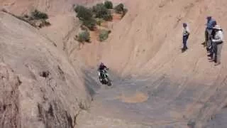 Mike P climbing Hells Gate at Moab