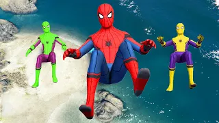 GTA 5 Rainbow Spiderman Vs Ultimate Spiderman Crazy Water Ragdoll (Euphoria Physics)