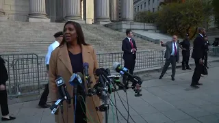 New York attorney general speaks outside of courthouse at Trump fraud trial