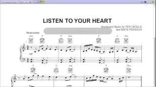 Listen To Your Heart by Roxette - Piano Sheet Music:Teaser