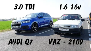 ШОК!!! АВАРИЯ на ГОНКАХ!!! ВАЗ 2109 16кл vs AUDI Q7 3.0 TDI. BMW e34 540i vs Toyota Chaser 1JZ-GTE