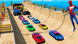 Old epic ramps old challenge Heroes-cars and Michael and friends Spiderman Hulk OffRoud Buggy GTA V