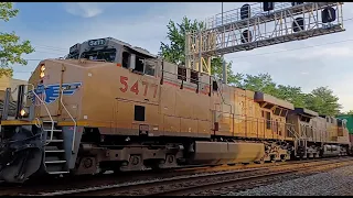 Copiously Powerful Union Pacific & Norfolk Southern w/NS Local Grain Train Swapping Cars!   ENJOY!