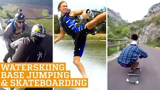 TOP THREE Barefoot Waterskiing, Base Jumping & Downhill Skateboarding | PEOPLE ARE AWESOME