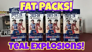 New! Teal Explosion Parallels! 2023-24 NBA Hoops Fat Packs