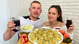 МУКБАНГ МАНТЫ ДОМАШНИЕ ВКУСНЫЕ манты с говядиной ответы на вопросы MUKBANG MANTY FOOD RU