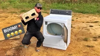 Throwing BRICKS In A Front Load DRYER!