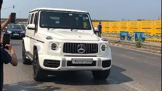 Mukesh Ambani 7X Mercedes G63 AMG security guard convey entire a worli seaface #mukeshambani