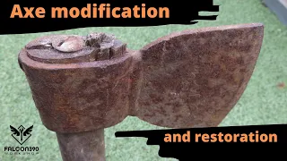 Axe modification. Rusty axe restoration.