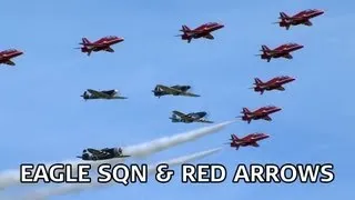 The Eagle Squadron and Red Arrows Flypast Duxford 2013