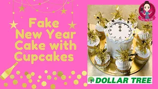 Fake New Years Cake with Cupcakes - Dollar Tree