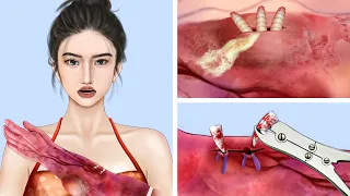 ASMR Remove Worm & Infection Arm | Severely Injured Animation