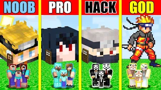 Minecraft Battle: NARUTO INSIDE HOUSE BUILD CHALLENGE - NOOB vs PRO vs HACKER vs GOD - Animation